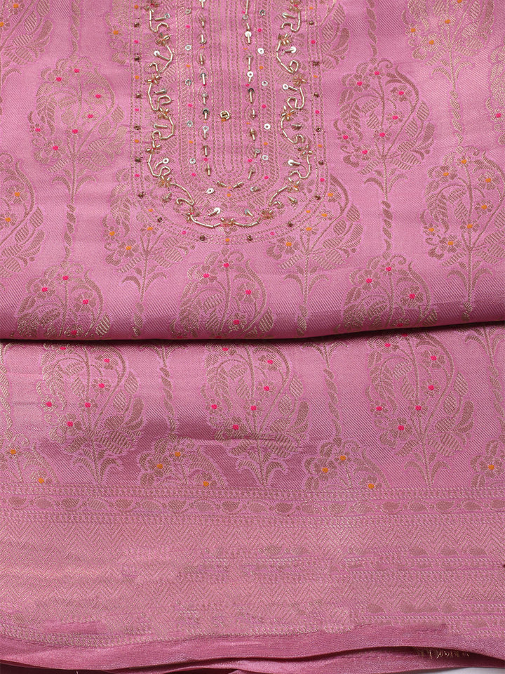 Brocade Chanderi Unstitched Suit With Dupatta