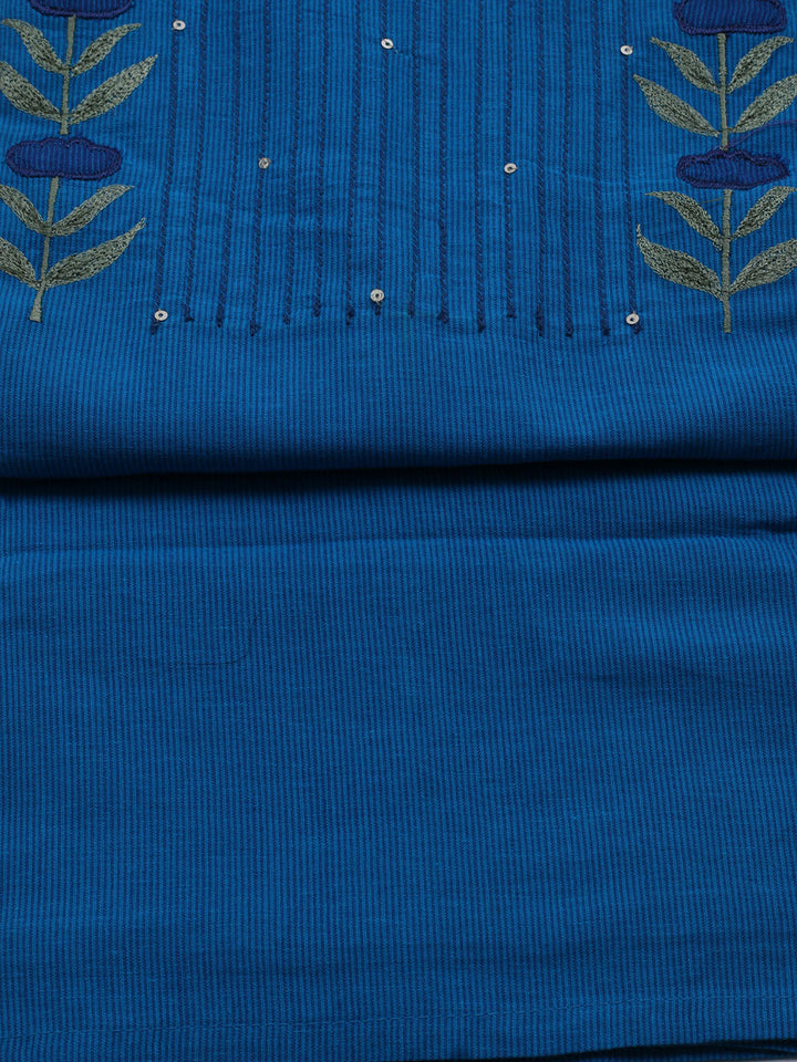 Neck Embroidered Cotton Blend Unstitched Suit With Dupatta