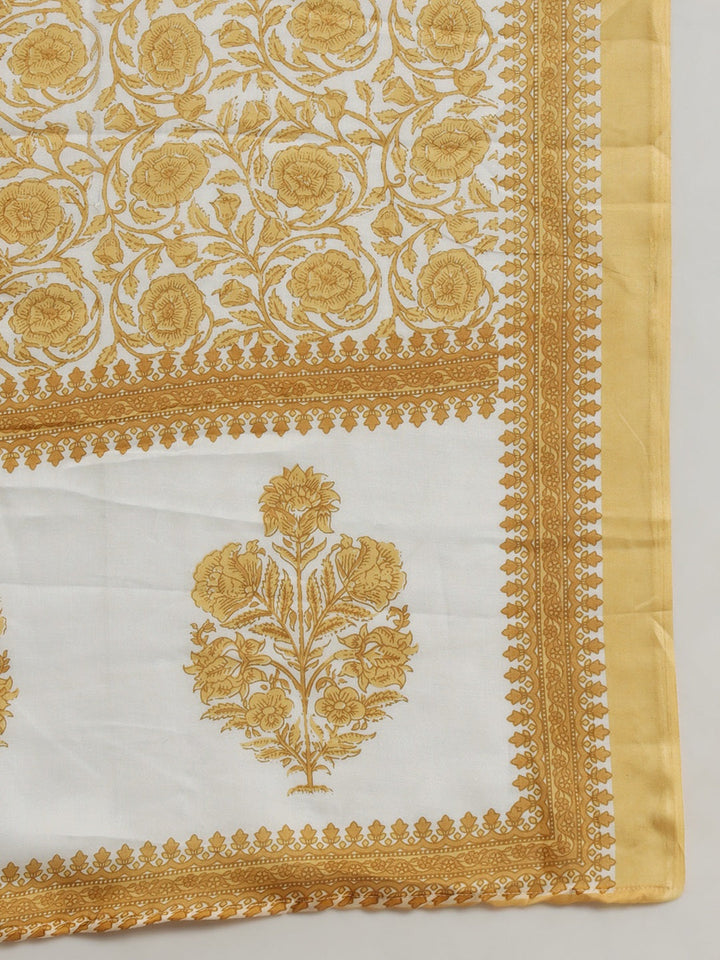 Neck Embroidery Cotton Blend Kurta With Pants &amp; Dupatta