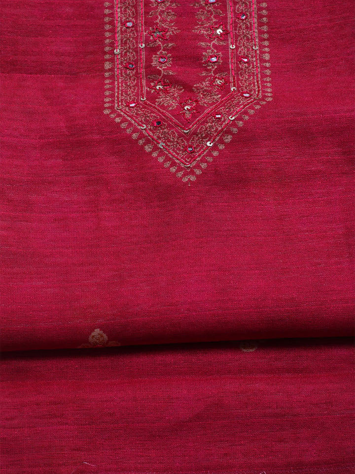 Embroidered Chanderi Unstitched Suit With Dupatta