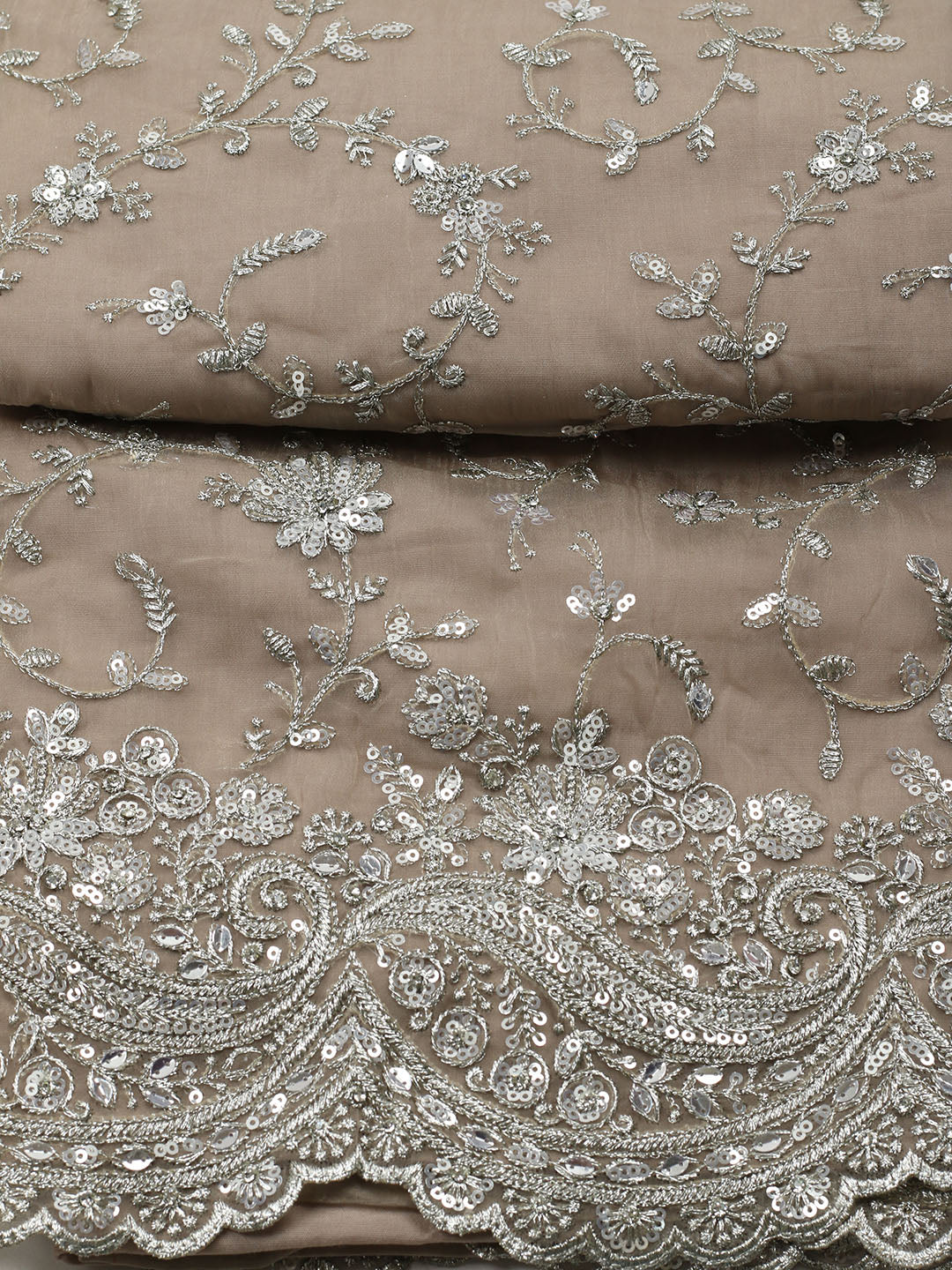 Embroidered Organza Unstitched Suit With Pant &amp; Dupatta