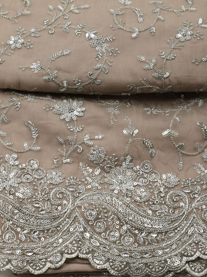 Embroidered Organza Unstitched Suit With Pant &amp; Dupatta