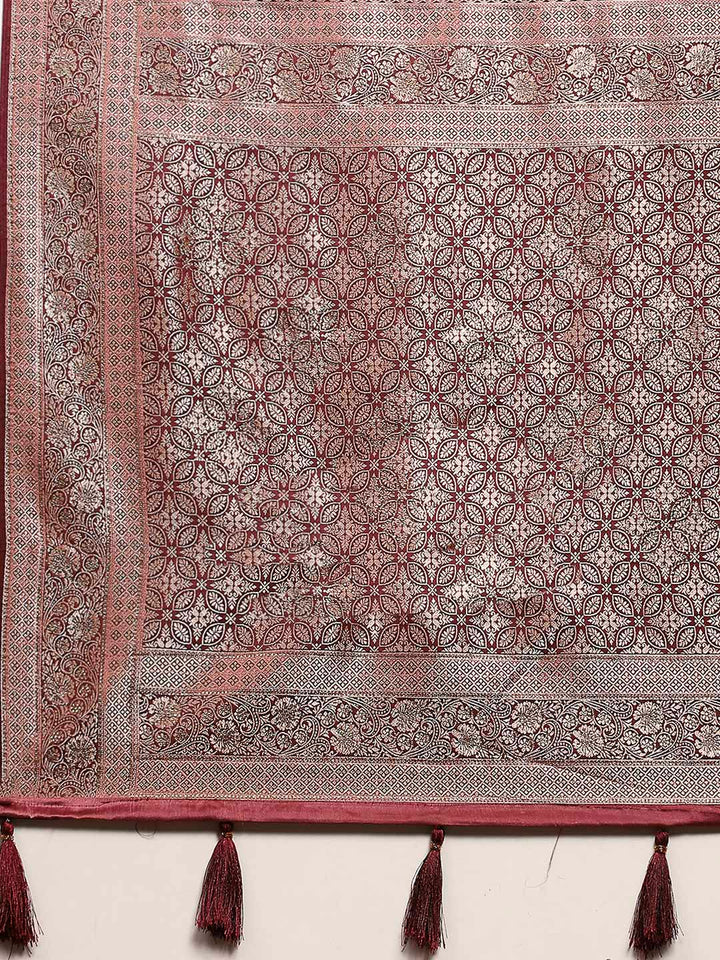 Embroidered Satin Saree