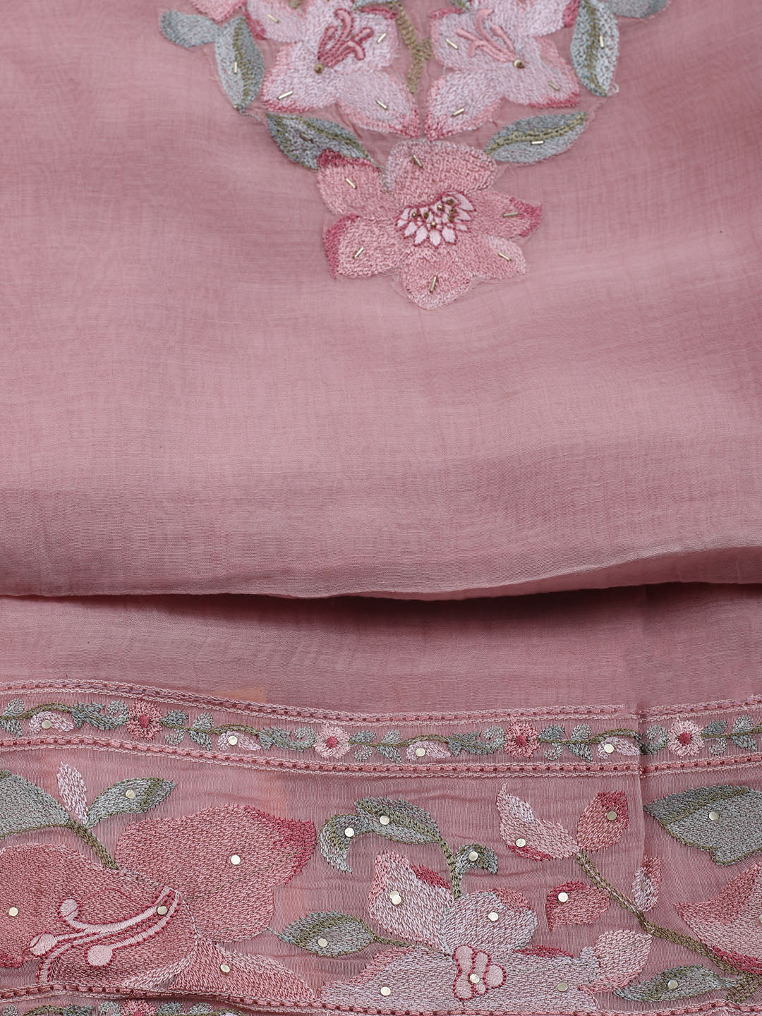 Embroidered Cotton Blend Unstitched Suit With Dupatta