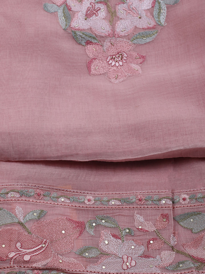 Embroidered Cotton Blend Unstitched Suit With Dupatta