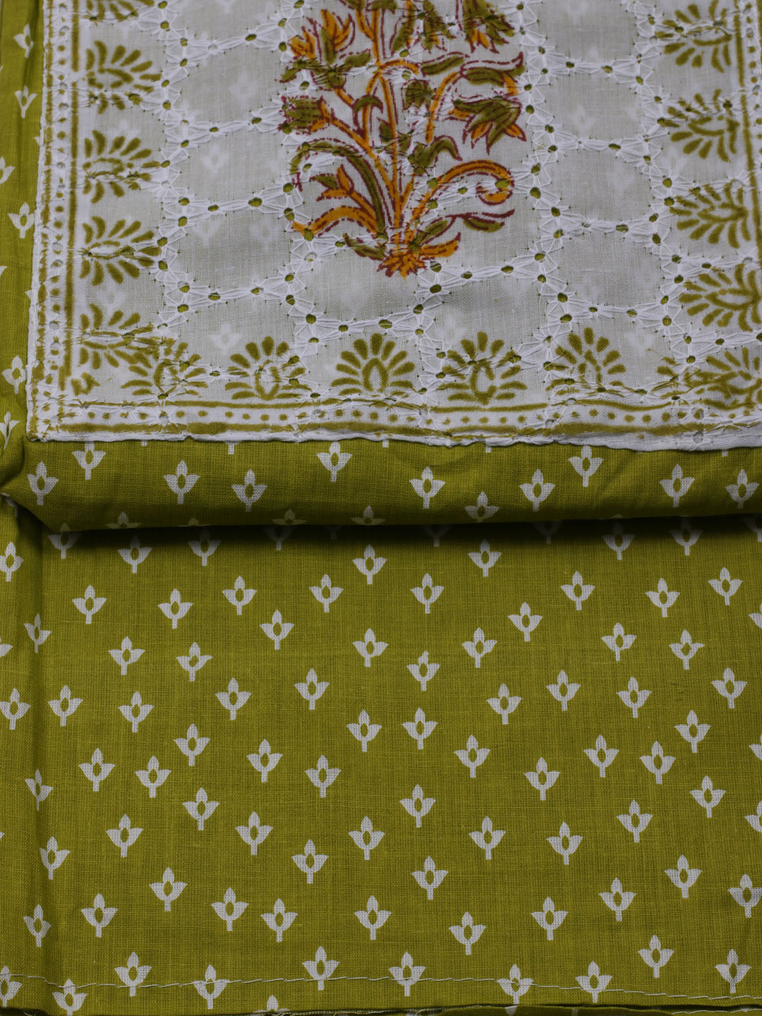 Printed Cotton Blend Unstitched Suit With Dupatta