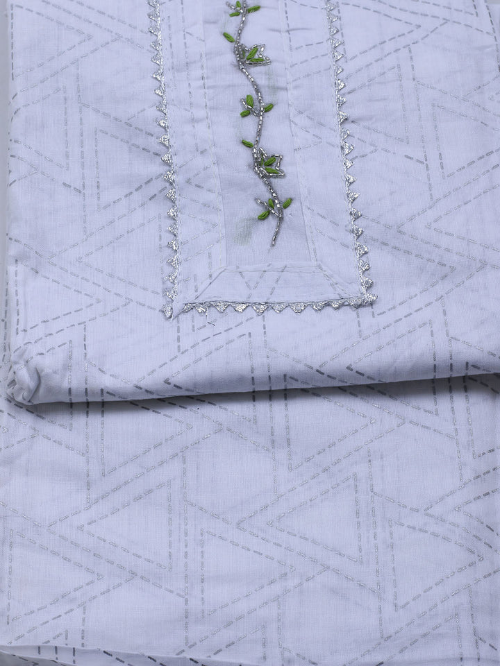 Printed Cotton Blend Unstitched Suit With Dupatta