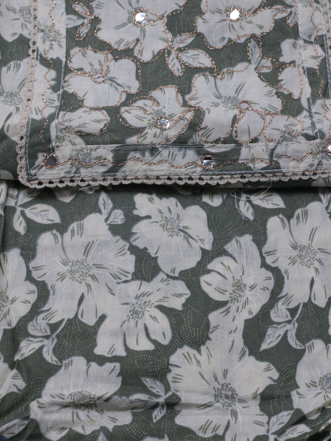 Printed Cotton Blend Unstitched Suit With Dupatta