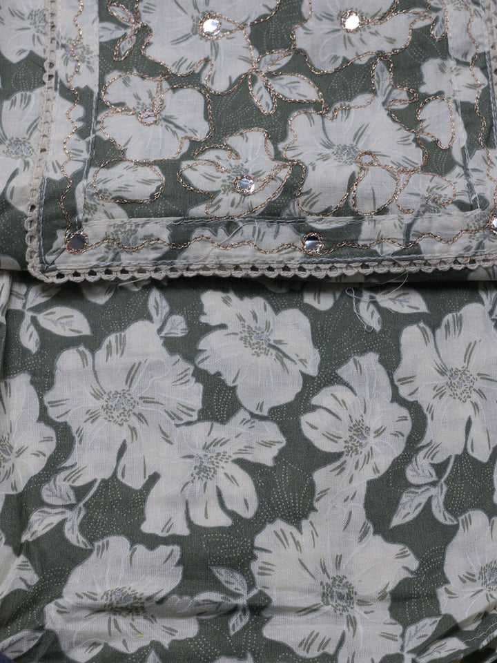 Printed Cotton Blend Unstitched Suit With Dupatta