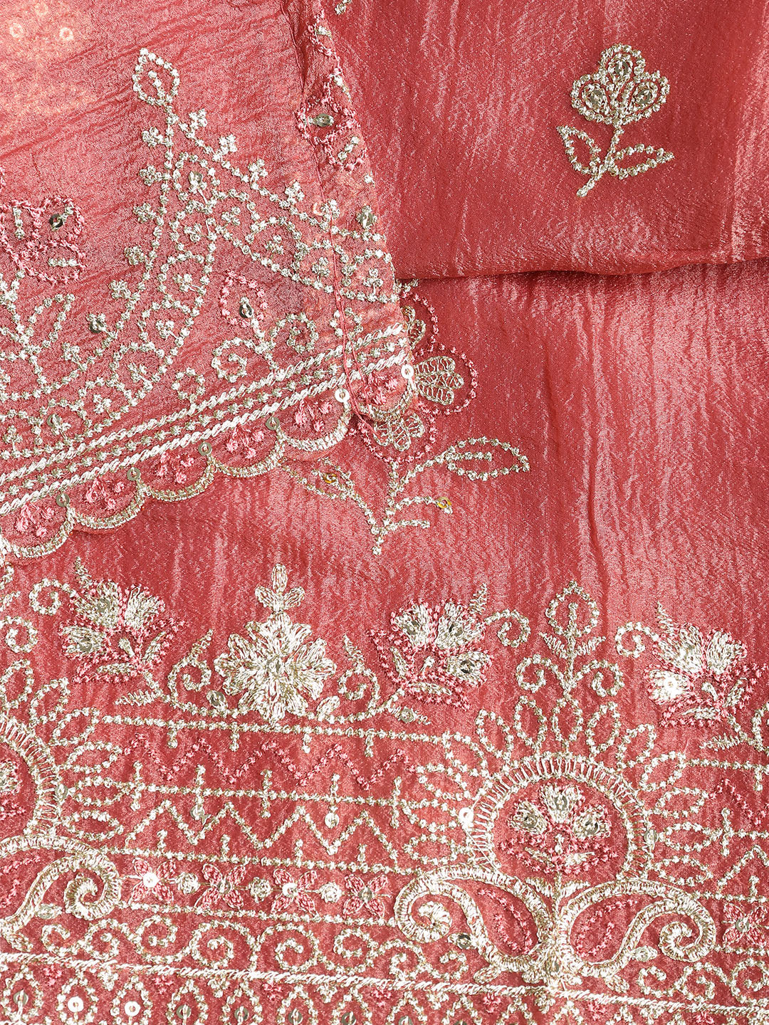 Embroidered Tissue Unstitched Suit With Dupatta