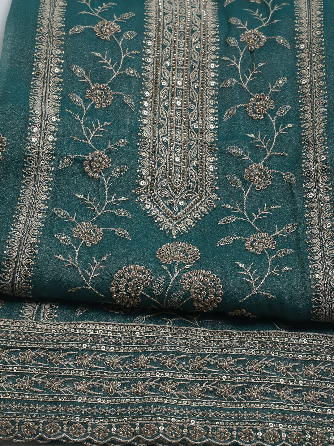 Embroidered Tissue Unstitched Suit With Dupatta