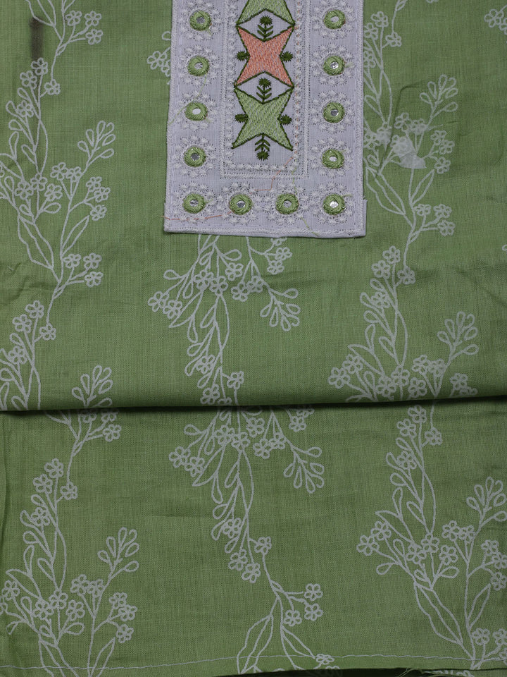 Printed Cotton Blend Unstitched Suit With Dupatta