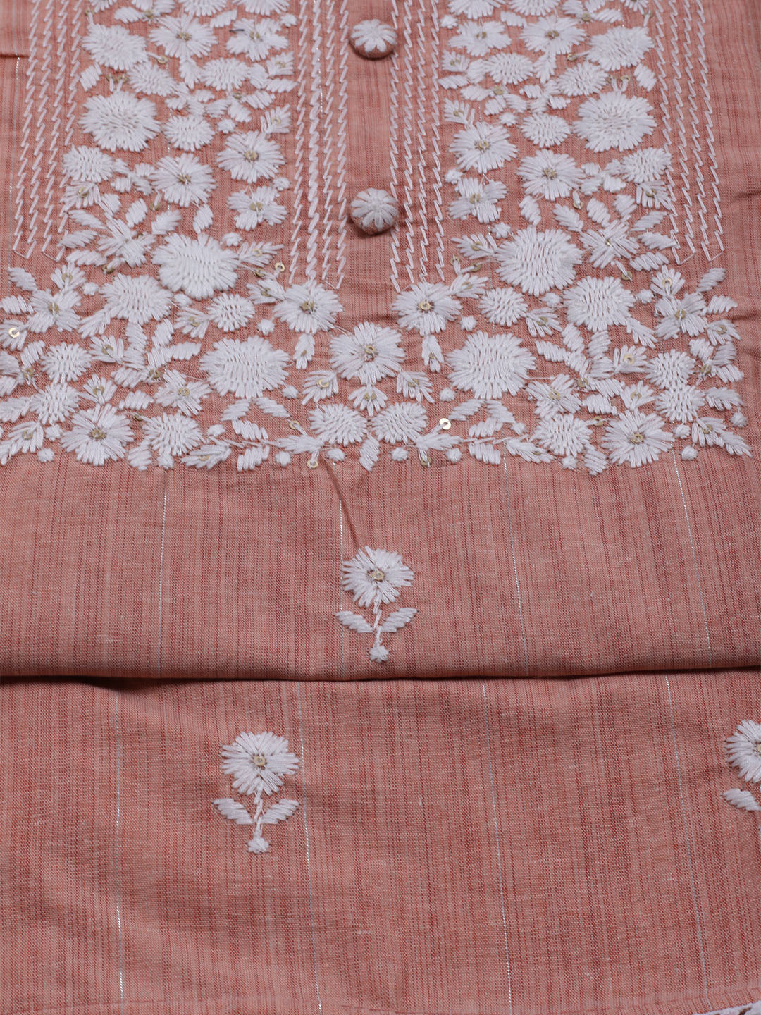 Neck Embroidered Cotton Blend Unstitched Suit With Dupatta