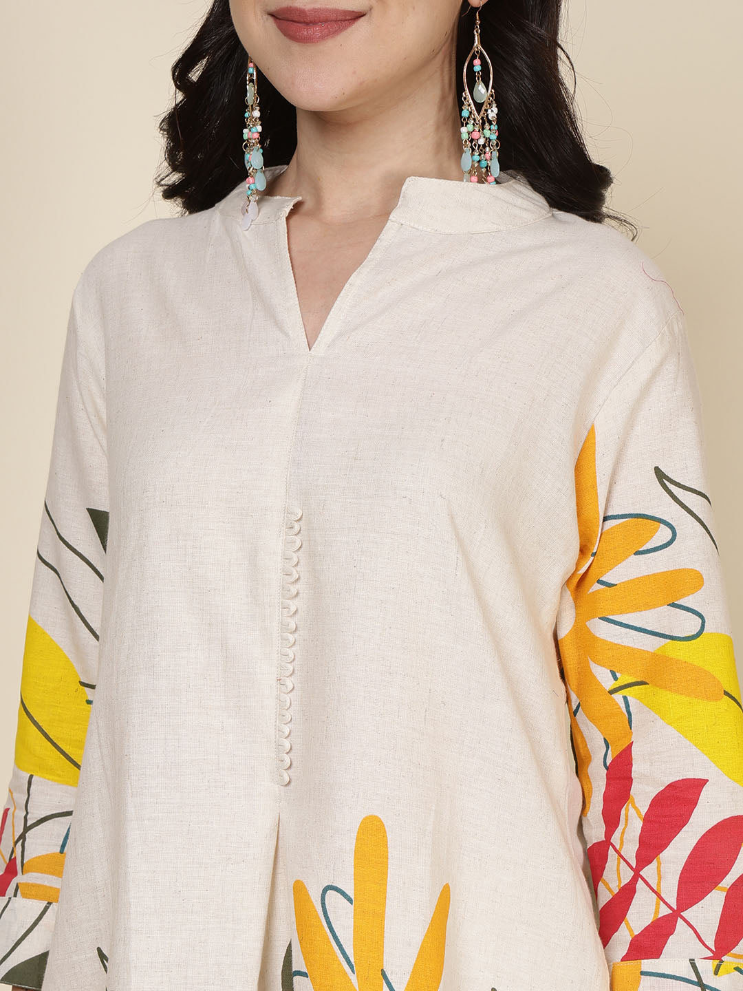 Printed Cotton Blend Kurta With Pants