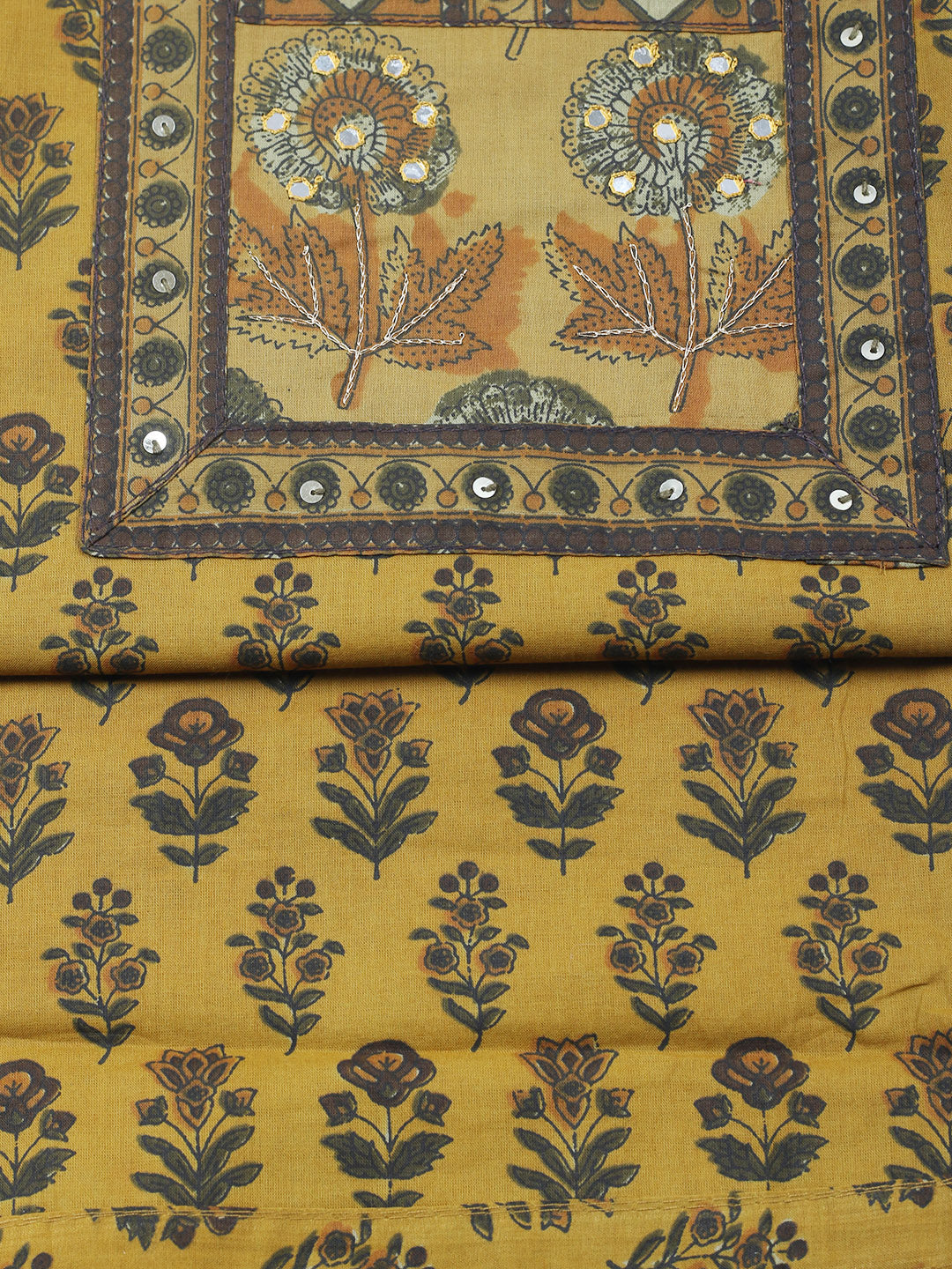 Printed Cotton Blend Unstitched Suit With Pant &amp; Dupatta