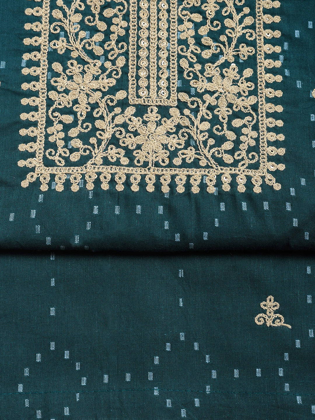 Embroidered Cotton Blend Unstitched Suit With Pant &amp; Dupatta