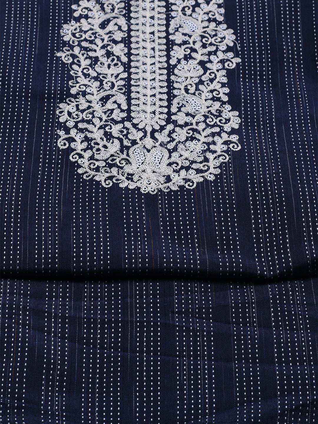 Neck Embroidered Cotton Blend Unstitched Suit With Dupatta