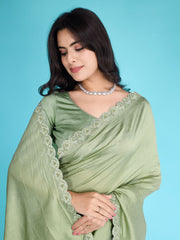 Stone Embroidery Tissue Saree