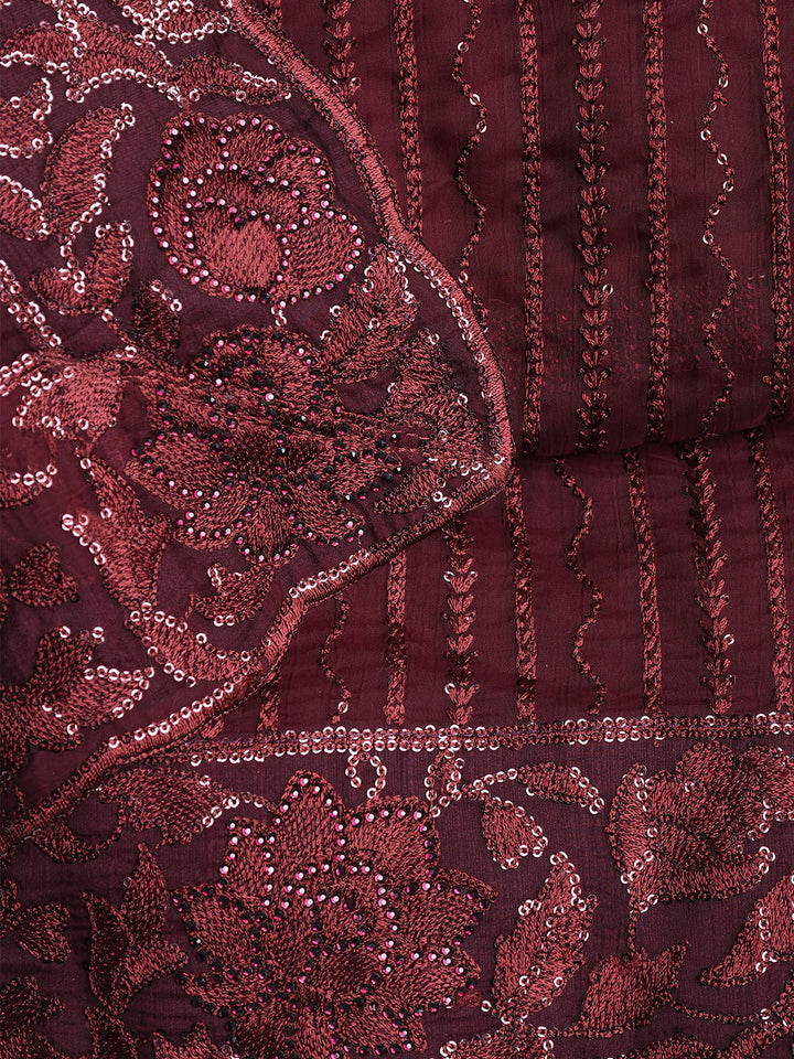 Resham Jaal Chiffon Unstitched Suit With Dupatta
