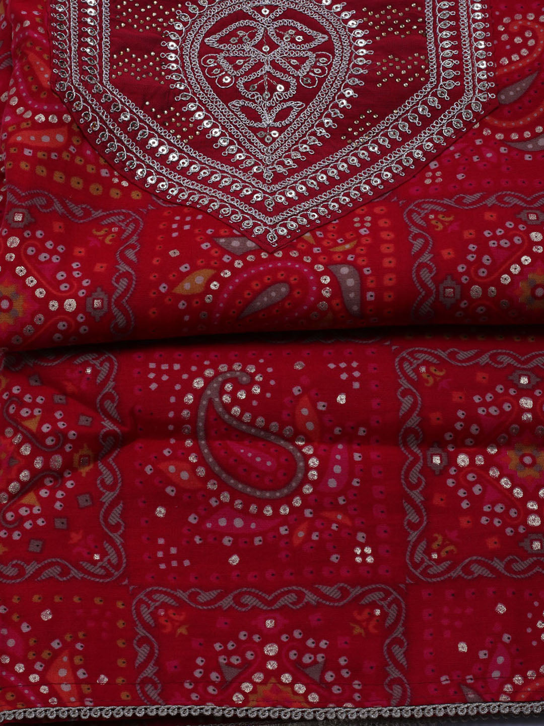 Neck Embroidered Muslin Unstitched Suit With Dupatta