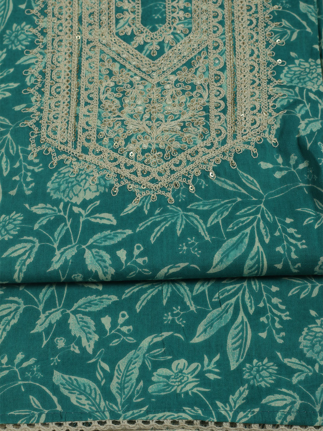 Printed Cotton Unstitched Suits Printed Suit With Pant &amp; Dupatta