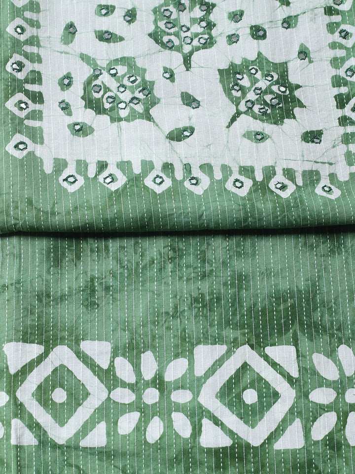 Embroidered Cotton Blend Unstitched Suit With Pant &amp; Dupatta