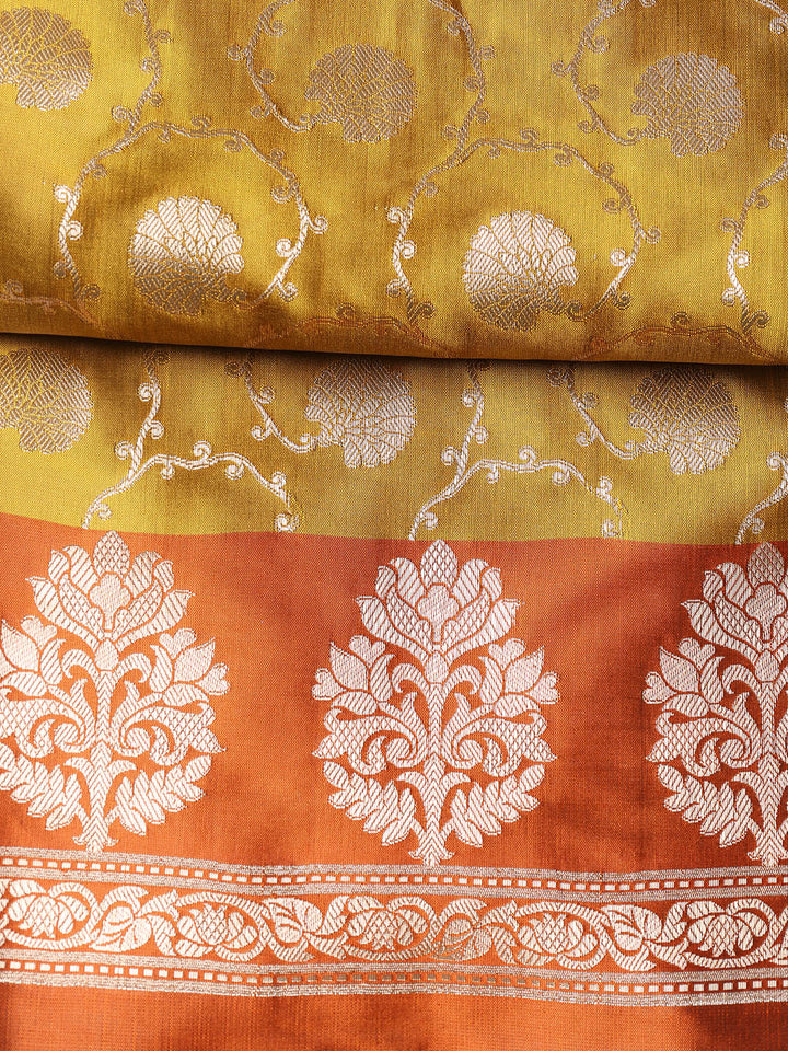 Woven Banarasi Chanderi Unstitched Suit With Dupatta