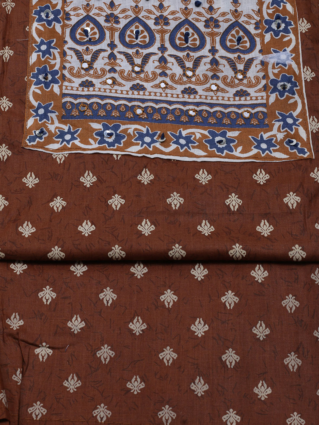 Printed Cotton Blend Unstitched Suit With Dupatta