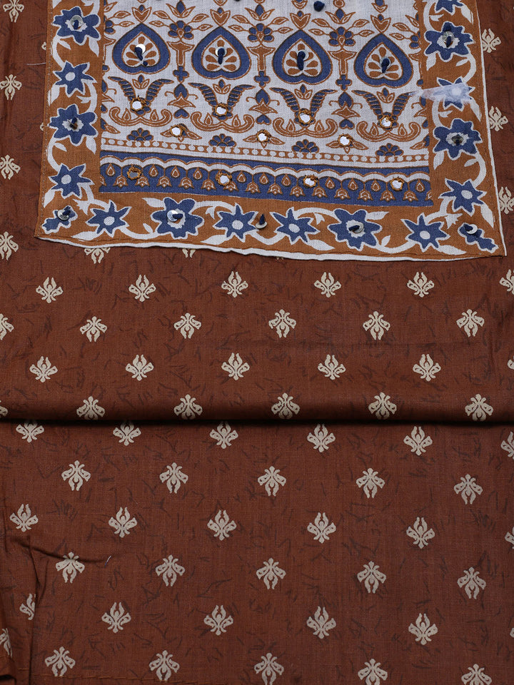 Printed Cotton Blend Unstitched Suit With Dupatta