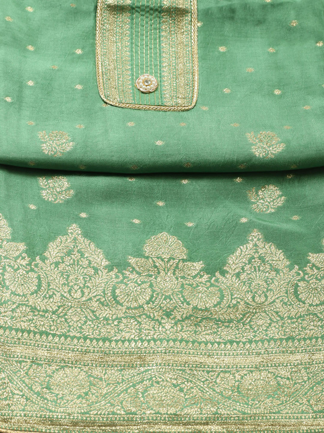 Woven Design Chanderi Unstitched Suit With Pant &amp; Dupatta