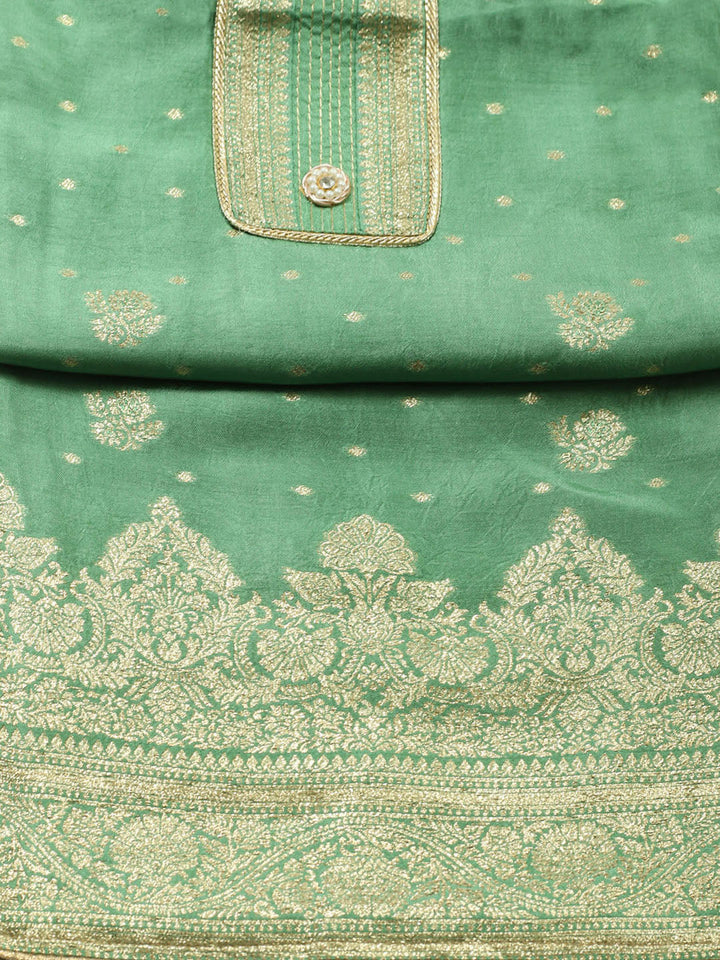 Woven Design Chanderi Unstitched Suit With Pant &amp; Dupatta