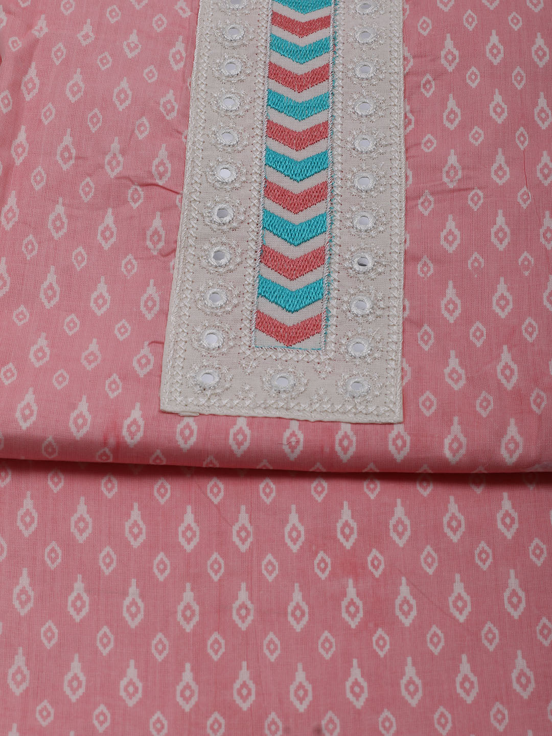 Printed Cotton Blend Unstitched Suit With Dupatta