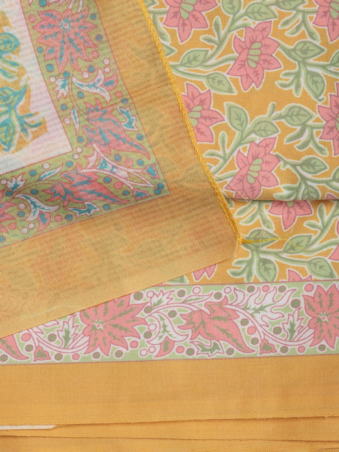 Printed Cotton Blend Unstitched Suit With Dupatta