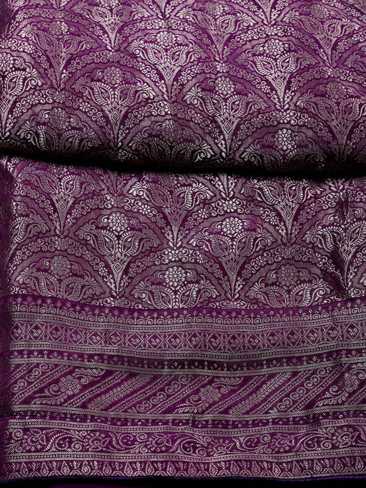 Woven Design Chanderi Unstitched Suit With Pant &amp; Dupatta