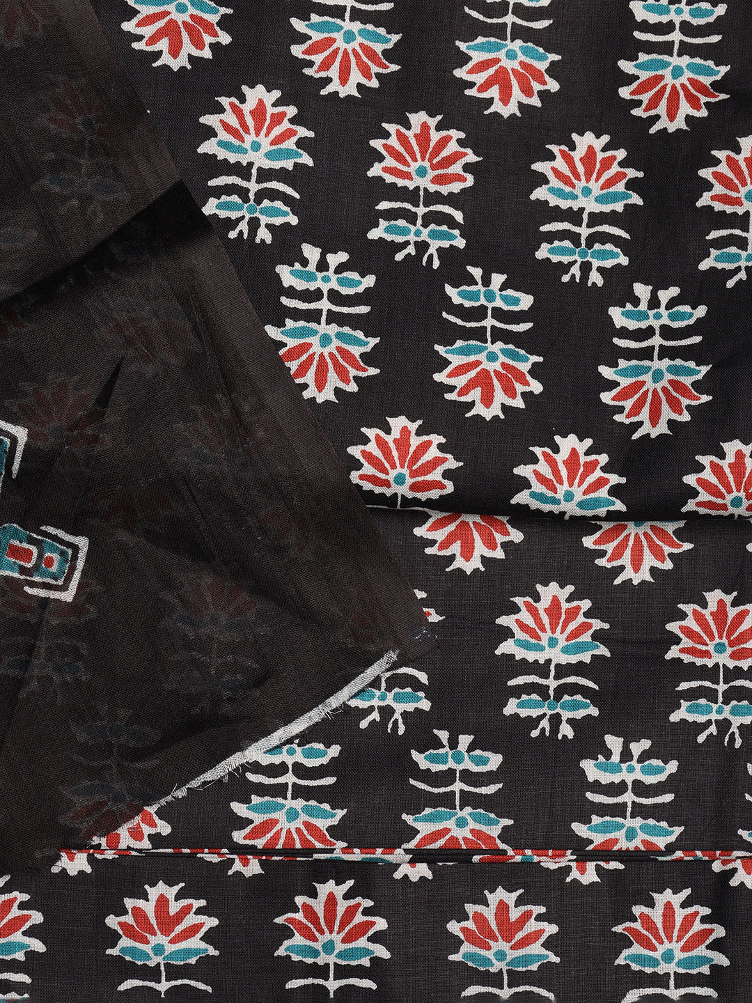 Printed Cotton Blend Unstitched Suit With Dupatta