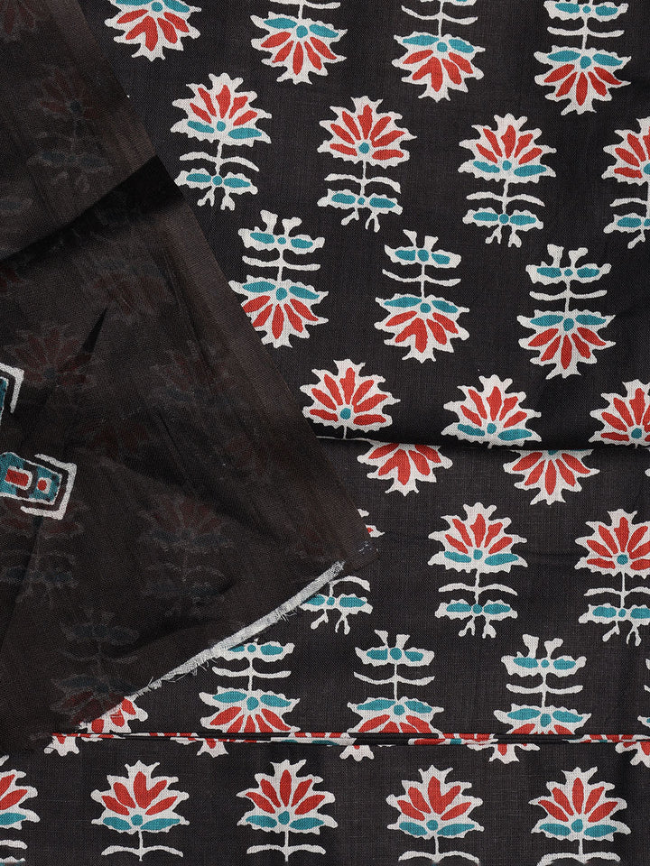 Printed Cotton Blend Unstitched Suit With Dupatta