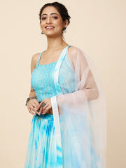 Sequin Embroidered Georgette Choli With Lehenga & Dupatta