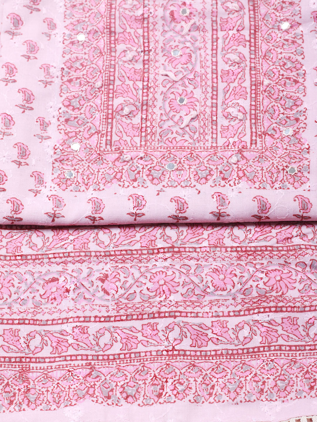 Printed Cotton Blend Unstitched Suit With Pant &amp; Dupatta