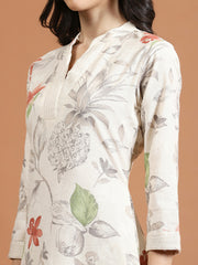 Printed Cotton Blend Kurta With Pants