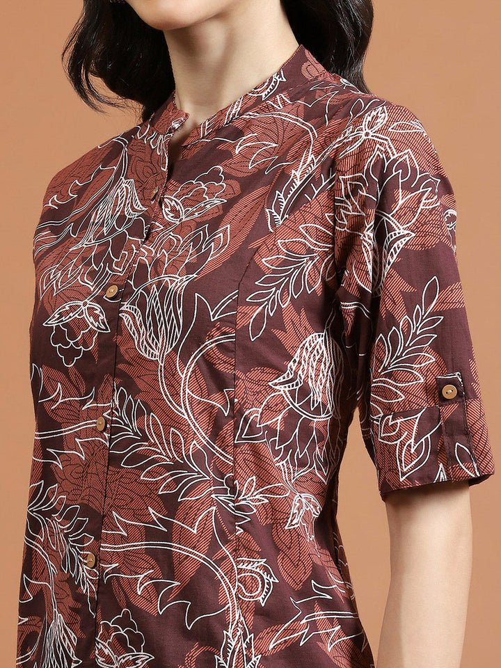 Printed Cotton Blend Kurta With Pants