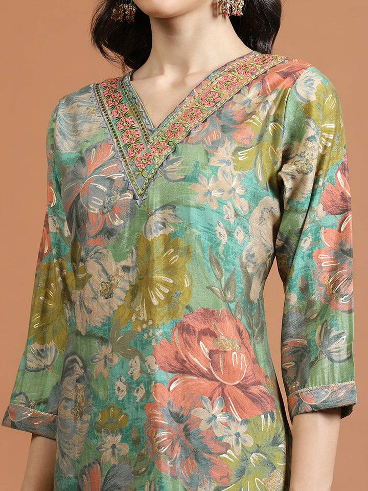 Printed Muslin Kurta With Pants