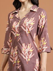 Printed Cotton Blend Kurta With Pants