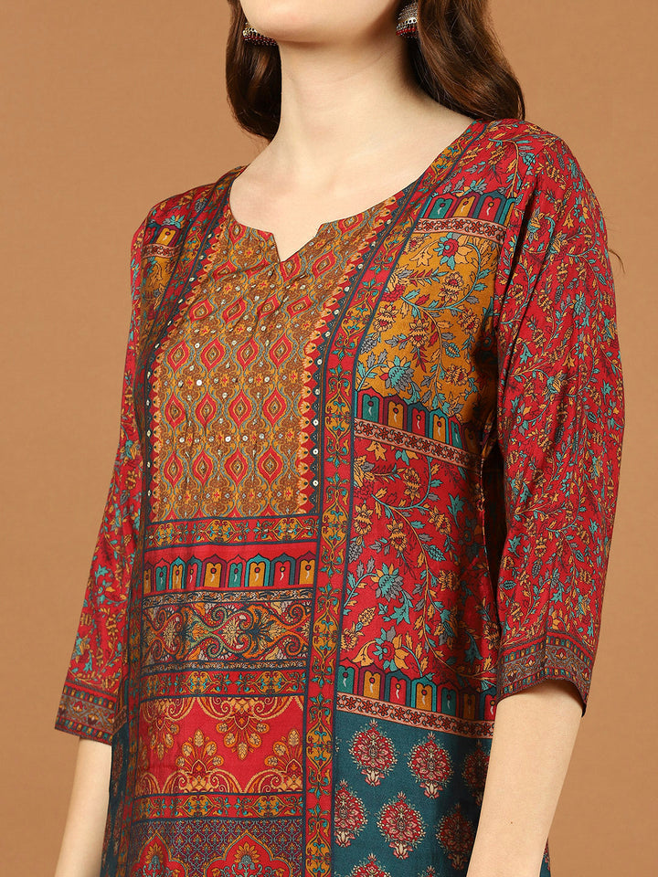 Digital Print Muslin Kurta With Pant &amp; Dupatta