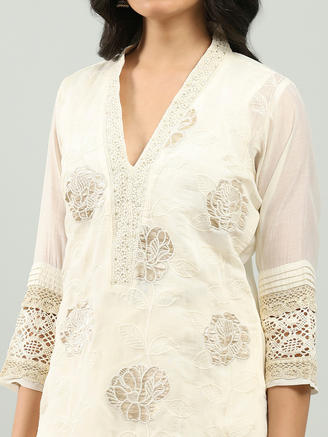 Resham Embroidered Chanderi Suit Set With Dupatta