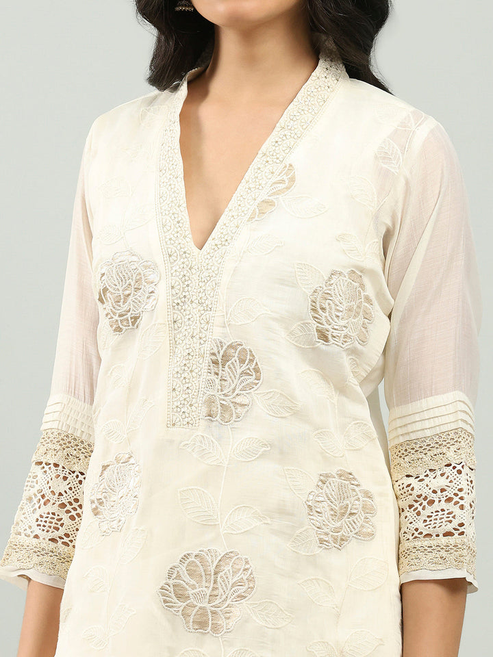 Resham Embroidered Chanderi Suit Set With Dupatta