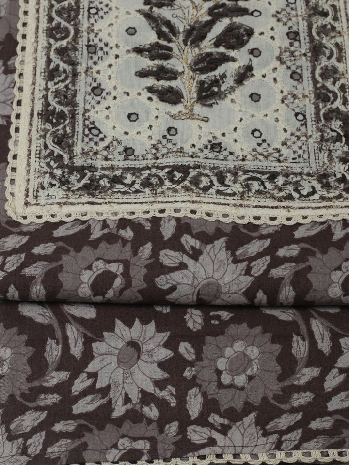 Printed Cotton Unstitched Suits Printed Suit With Pant &amp; Dupatta