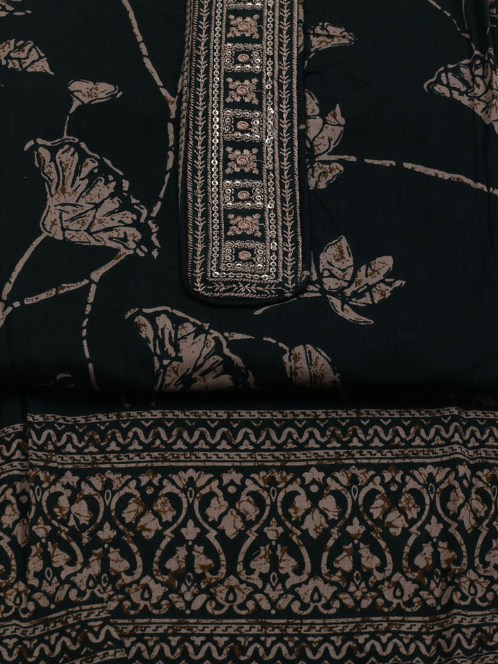 Patch Neck Cotton Blend Unstitched Suit With Dupatta