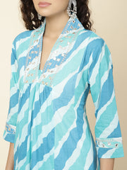 Printed Cotton Kurta With Pants