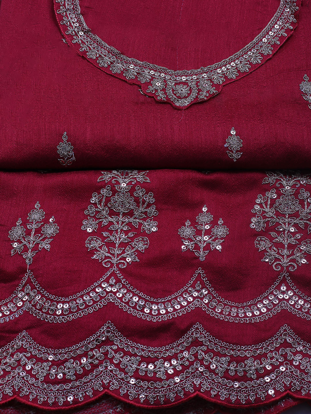 Sequence Art Silk Unstitched Suit Piece With Dupatta