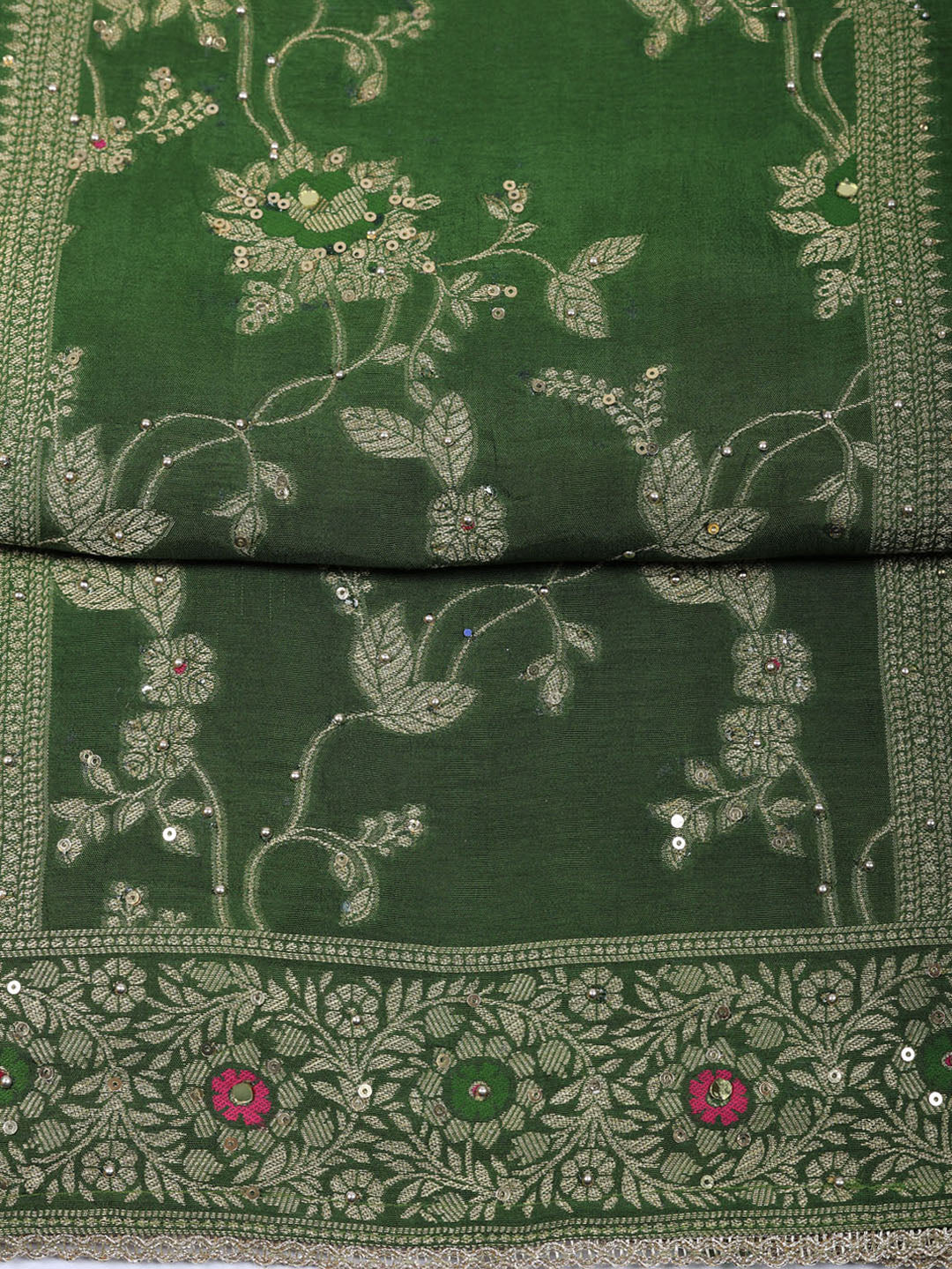 Woven Design Chanderi Unstitched Suit With Pant &amp; Dupatta